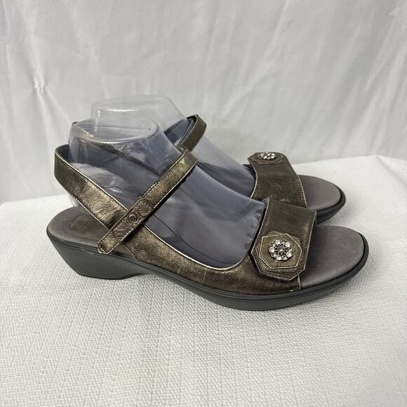 Naot Sandals Womens Size 11 Leather Wedge Pewter Rhinestone - Picture 1 of 8